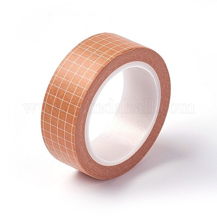 DIYスクラップブック装飾紙テープ  マスキングテープ  グリッド模様  オレンジ  15mm  約10m /ロール DIY-F025-G06-1