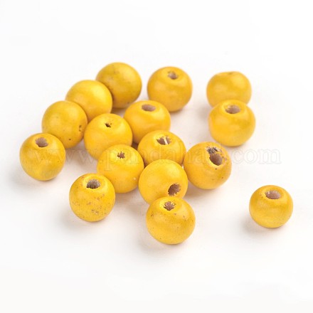 Dyed Wood Beads X-TB9mmY-3-1