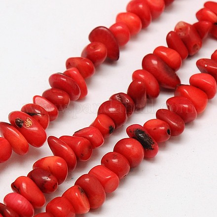 Chips Synthetic Red Coral Graduated Beads Strands X-G-N0132-31-1