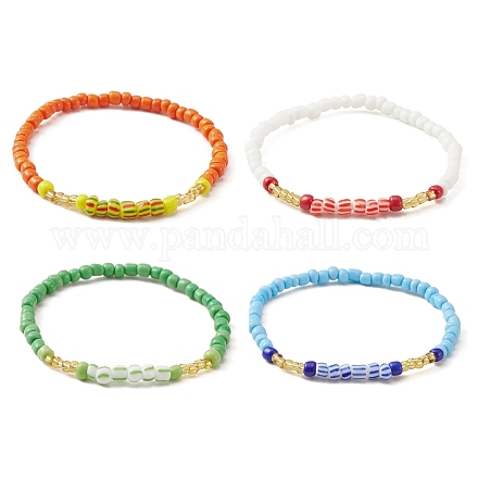 Bracelet extensible en perles de verre pour femme BJEW-JB09577-1