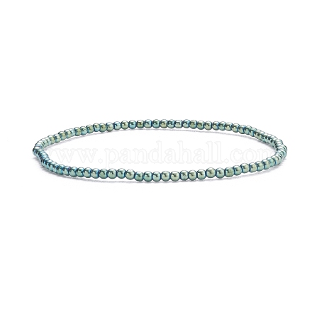 Bracciale elasticizzato con perline rotonde in vetro da donna BJEW-JB07911-04-1