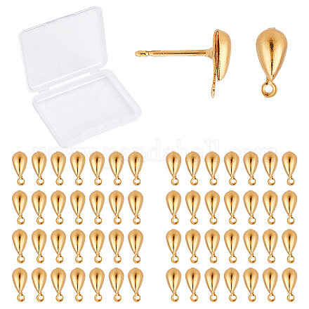 CREATCABIN 1 Box 100Pcs 18K Gold Plated Teardrop Brass Stud Earring Findings Earring Posts Stud Earrings Components Earring for Diy Earring Jewelry Making 12x9x4mm KK-CN0001-42-1