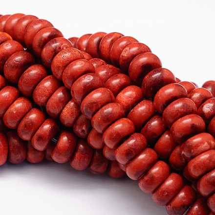 Synthetic Grass Coral Rondelle Beads Strands CORA-E030-03-1