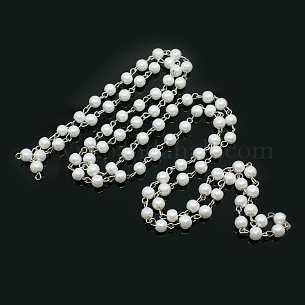 Handmade Glass Pearl Beads Chains AJEW-ph00493-01-1
