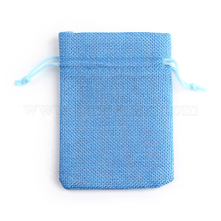 ポリエステル模造黄麻布包装袋巾着袋  ドジャーブルー  13.5~14x9.5~10cm X-ABAG-R005-14x10-20-1