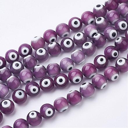 Handmade Evil Eye Lampwork Beads Strands LAMP-J082-06-12mm-1