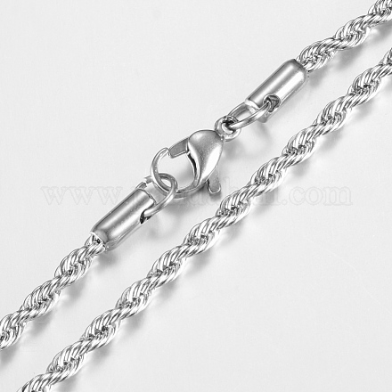 Collares de cadena de cuerda de 201 acero inoxidable NJEW-R245-20A-1