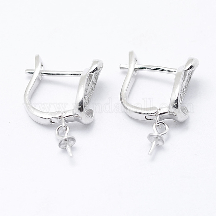 925 Sterling Silver Micro Pave Cubic Zirconia Hoop Earrings STER-K168-050P-1