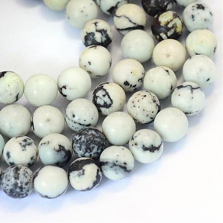Fili di perle rotonde di turchese giallo naturale (diaspro) G-E334-6mm-02-1