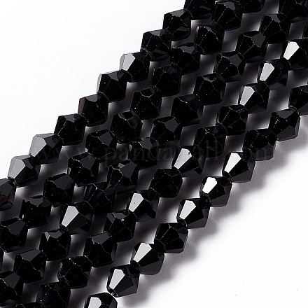 Colore nero perline bicono vetro sfaccettato fili X-GLAA-S026-6mm-10-1