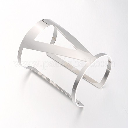 Creuses de fer moderne large manchette bracelets de couple BJEW-F162-01-1