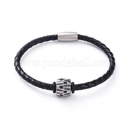 Bracelets unisexes de cordon en cuir tressé BJEW-JB04940-02-1