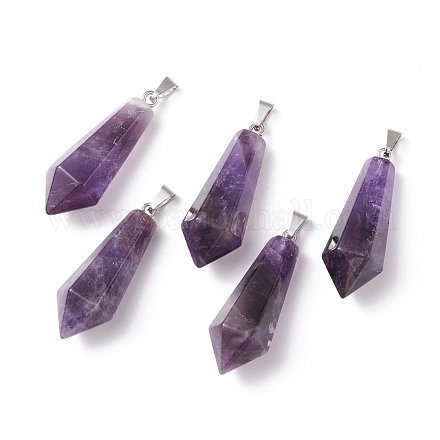 Natural Amethyst Pointed Pendants G-I314-02P-13-1