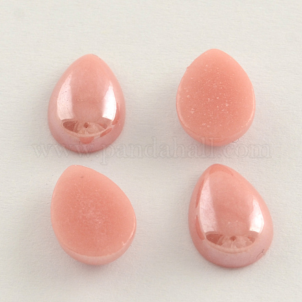 Pearlized Plated Opaque Glass Cabochons PORC-S778-6x10-03-1