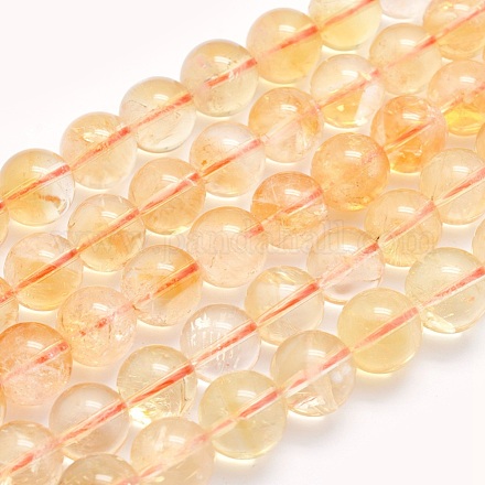 Chapelets de perles de citrine naturelle G-O166-10-7mm-1