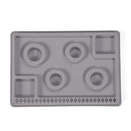 Peと植毛ビーズデザインボード  ブレスレットデザインボード  目盛り付き測定  DIYビーズジュエリー作りトレイ  長方形  グレー  29x20x1.6cm X-TOOL-O005-02-1