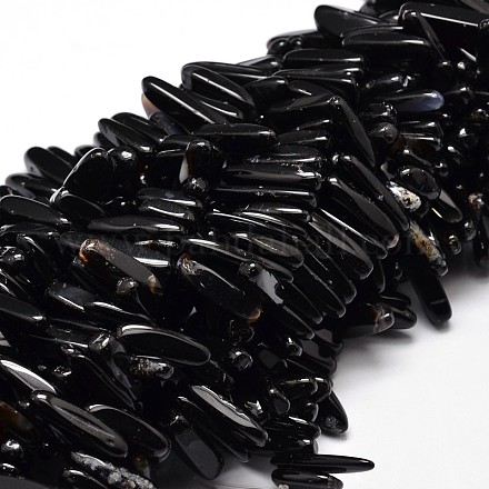 Natürliche schwarze Achat Chip-Perlen-Stränge G-E271-07-1