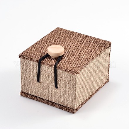 Boîtes à bagues en bois rectangle X-OBOX-N013-02-1