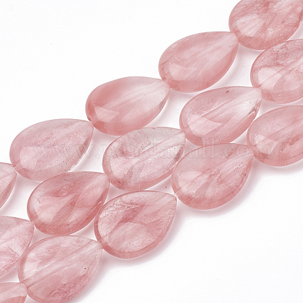 Chapelets de perles en verre de quartz de cerise G-T098-09B-1