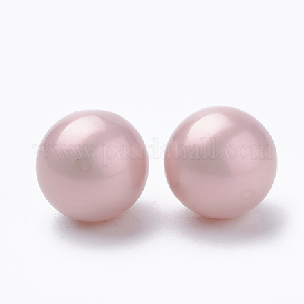 環境に優しいプラスチック模造真珠ビーズ  高い光沢  グレードA  穴がないビーズ  マット  ラウンド  ピンク  7mm MACR-S277-7mm-A01-1