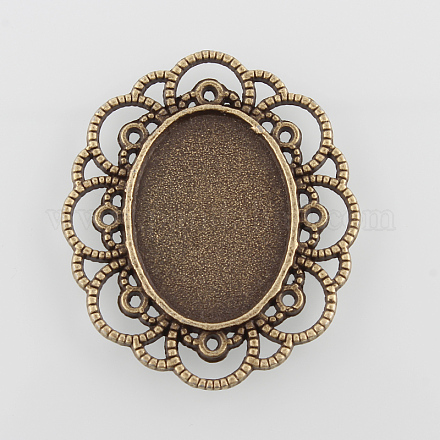 Filigree Wrap Oval Alloy Cabochon Settings PALLOY-N0088-10AB-NF-1