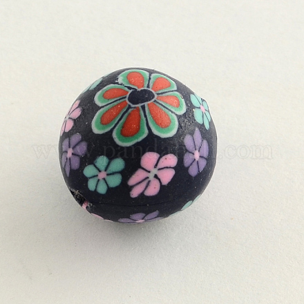 Handmade Flower Pattern Polymer Clay Beads CLAY-Q173-02-1