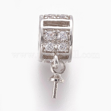 Laiton micro pavé zircon cubique tasse perle cheville bails broches pendentifs ZIRC-F089-11P-1
