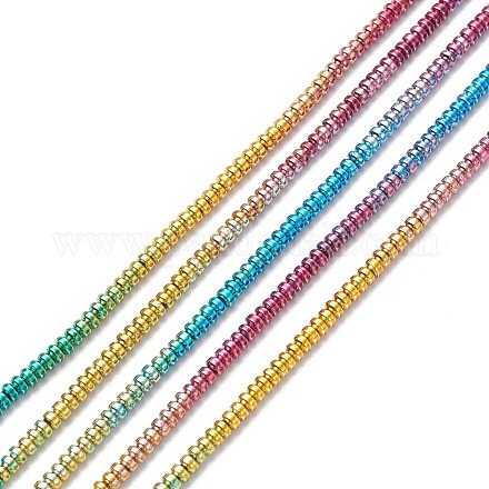Brins de perles d'hématite synthétiques non magnétiques électrolytiques de couleur arc-en-ciel G-L489-G01-1