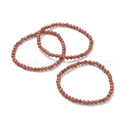 Goldstone synthétique bracelets en perles extensibles BJEW-A117-A-15-1