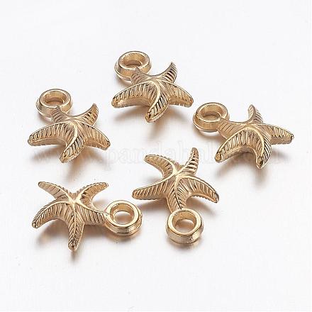Ccb plastic starfish charmsペンダント  ゴールドカラー  18.5x14x5mm  穴：3mm X-CCB-Q074-64-1