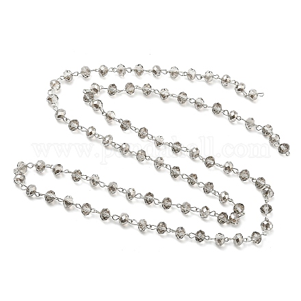 Chaînes de perles en rondelles en verre manuelles pour fabrication de colliers et bracelets AJEW-JB00120-06-1