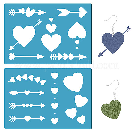 GORGECRAFT 2 Styles Heart Jewelry Shape Template Cupid Bow Arrow Stencil 5x3.5 Dot Earring Templates Reusable Love Jewelry Design Stencils for Painting Leather Cutting Earrings Making Jewelry Crafts DIY-WH0359-033-1