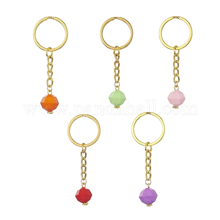 Porte-clés pendentif en acrylique rond à facettes KEYC-JKC00484-1