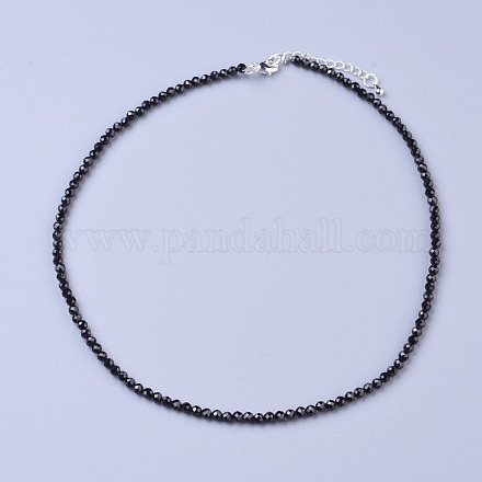 Colliers de perles de spinelle noir naturel NJEW-K114-B-A20-1