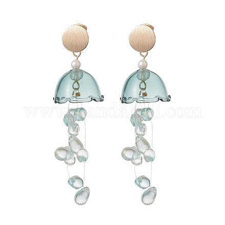Medusa di vetro con orecchini pendenti con perle di conchiglia EJEW-TA00217-1