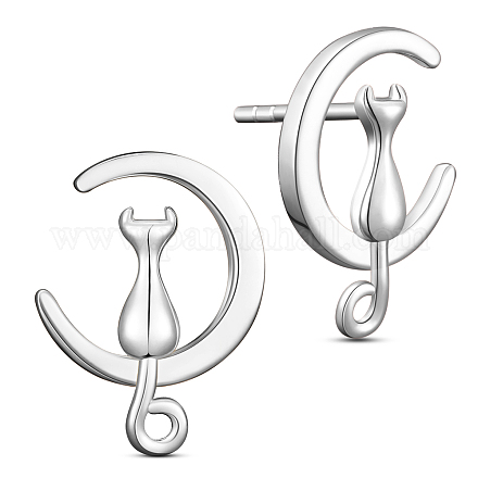 Boucles d'oreilles à tige en argent sterling plaqué rhodium au design unique Shegrace JE395B-1