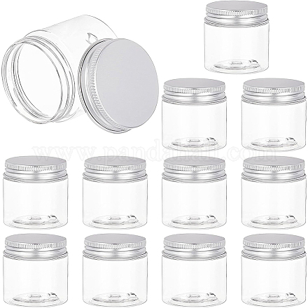 Benecreat 12 pack 2 oz / 60 ml colonne récipients de stockage en plastique transparent bocaux organisateurs avec couvercles à visser en aluminium CON-BC0004-87-1