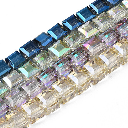 Chapelets de perles en verre transparent électrolytique EGLA-N002-28-1