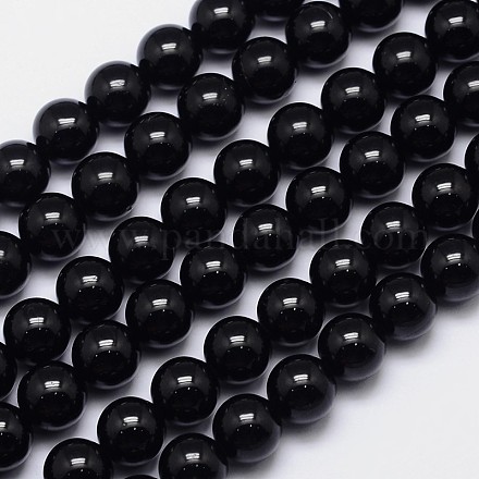 Turmalina negro natural hebras de perlas redondo G-I160-01-8mm-1