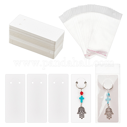 Ahadermaker 240 piezas 2 estilo rectángulo papel en blanco llavero tarjeta de exhibición DIY-GA0003-14-1