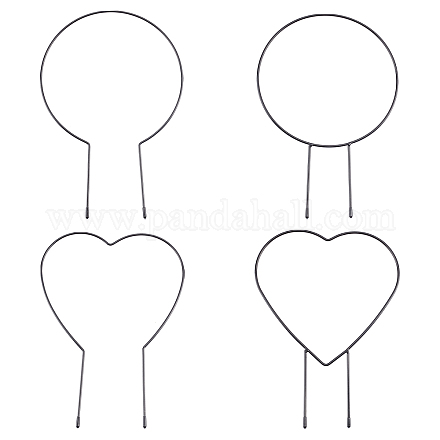 AHANDMAKER 4Pcs Heart & Round Iron Climbing and Stem Plant Support Stakes Sets IFIN-GA0001-40-1
