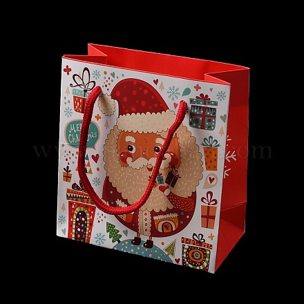 Sacchetti regalo in carta con stampa babbo natale natalizio con manico in corda di nylon CARB-K003-01A-01-1