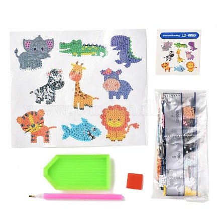 Kits de pegatinas de pintura de diamante con tema animal diy para niños DIY-O016-14-1