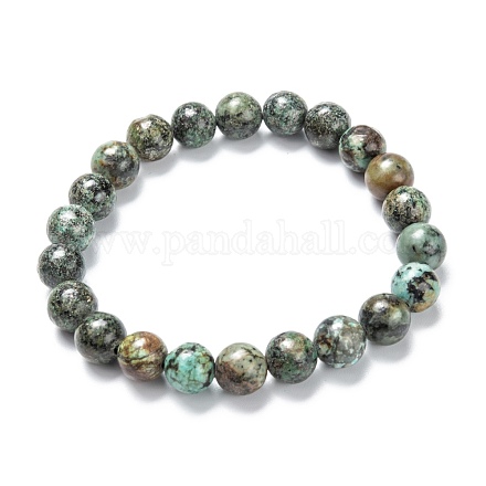 Bracelets de perles extensibles en turquoise africaine naturelle (jaspe) G-A185-01M-1