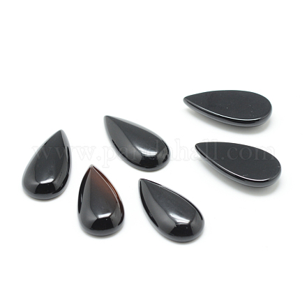Cabochon di pietra preziosa di agata nera naturale tinta X-G-T024-15x30mm-18-1