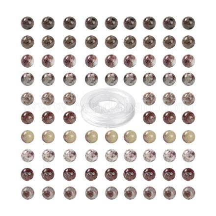 100pcs 8mm perles rondes en tourmaline rouge violette naturelle DIY-LS0002-09-1