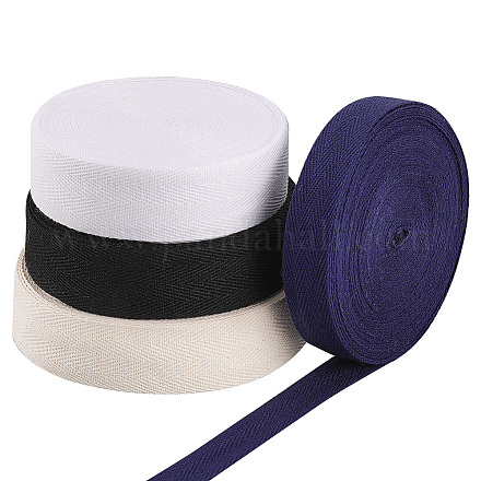 PandaHall Elite 4 Styles Flat Cotton Twill Tape Ribbons OCOR-PH0002-52-1
