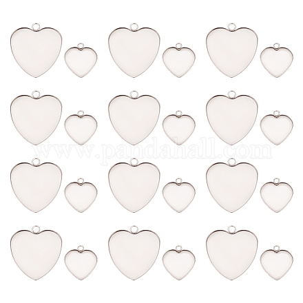 UNICRAFTALE 24pcs 2 Sizes Heart Tray Charm Stainless Steel Blank Bezel Pendant Trays Base Charm Pendant Blanks for Photo Pendant Resin Craft Jewelry Making STAS-UN0004-46P-1