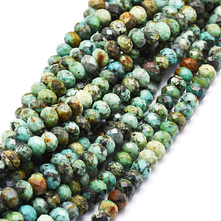 Fili di perle naturali di turchese africano (diaspro) G-E569-I23-1