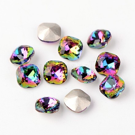 Faceted Square K9 Glass Pointed Back Rhinestone Cabochons RGLA-E009-020-1